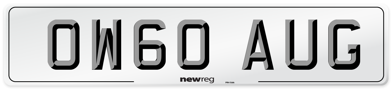 OW60 AUG Number Plate from New Reg